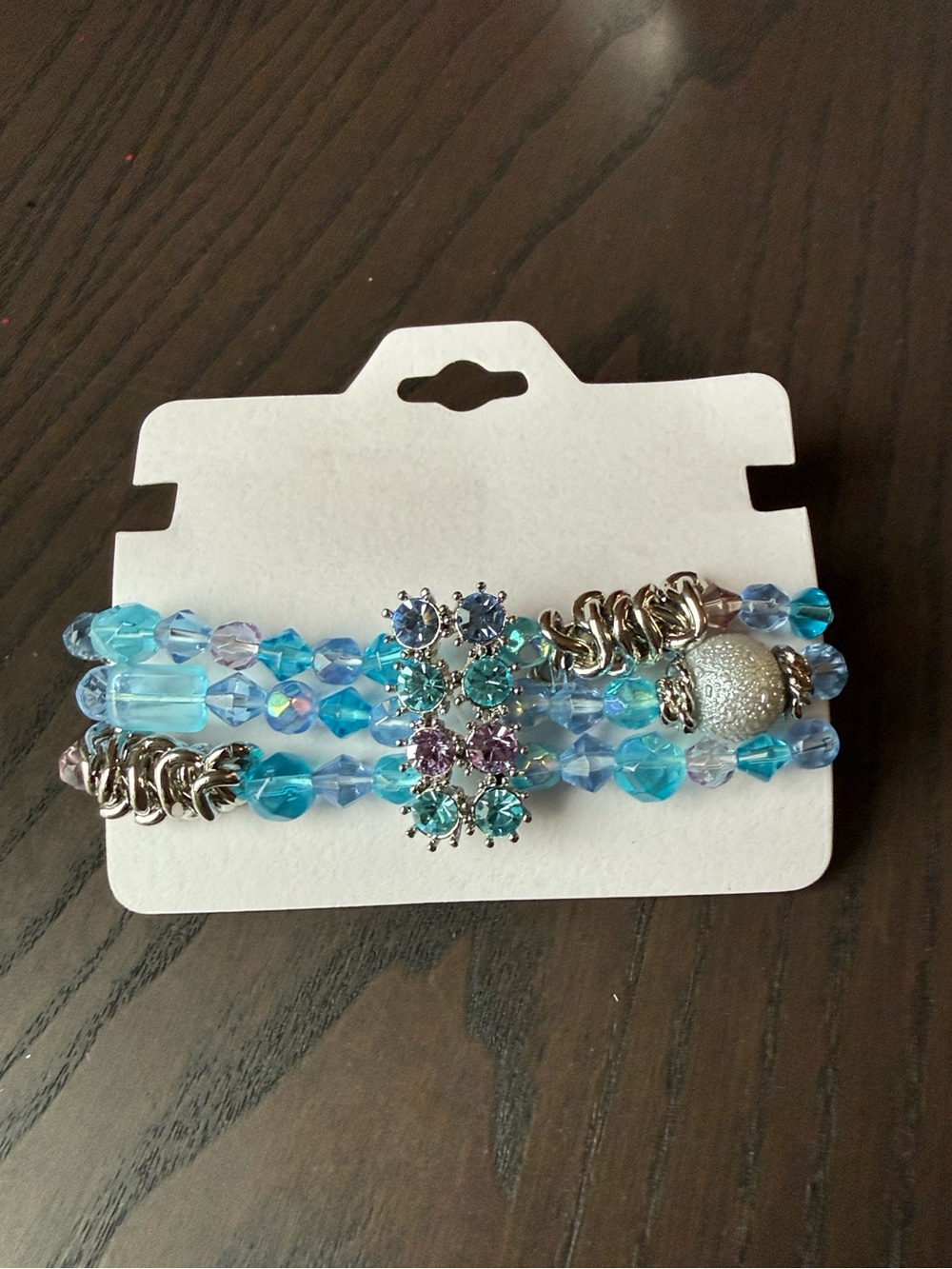 Beaded Blue Crystal Stretch Bracelet Set - Unbranded